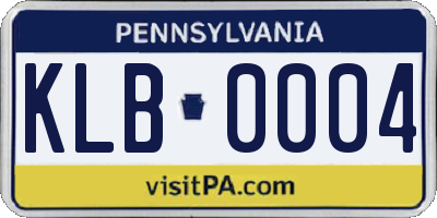 PA license plate KLB0004