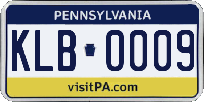 PA license plate KLB0009