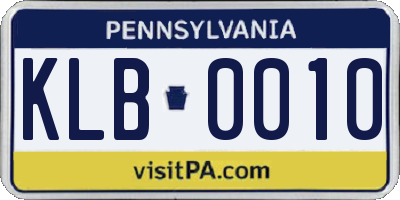 PA license plate KLB0010
