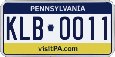 PA license plate KLB0011