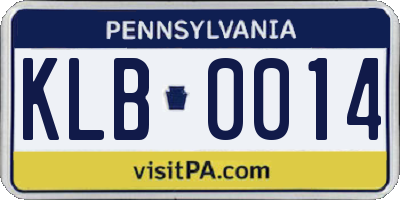 PA license plate KLB0014