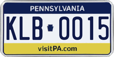 PA license plate KLB0015