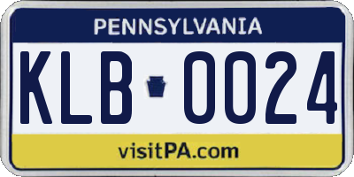 PA license plate KLB0024