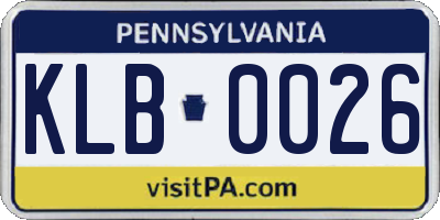 PA license plate KLB0026