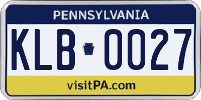 PA license plate KLB0027