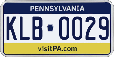 PA license plate KLB0029