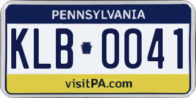 PA license plate KLB0041