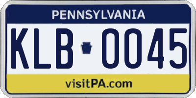 PA license plate KLB0045