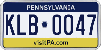 PA license plate KLB0047