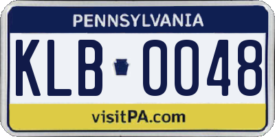 PA license plate KLB0048