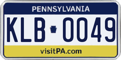 PA license plate KLB0049