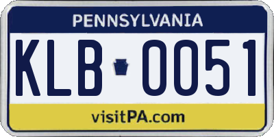 PA license plate KLB0051