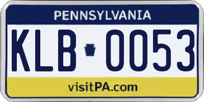 PA license plate KLB0053