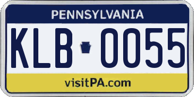 PA license plate KLB0055