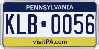 PA license plate KLB0056