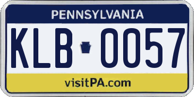 PA license plate KLB0057
