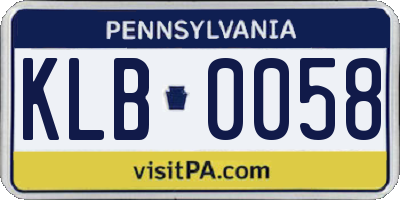 PA license plate KLB0058