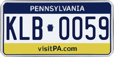 PA license plate KLB0059