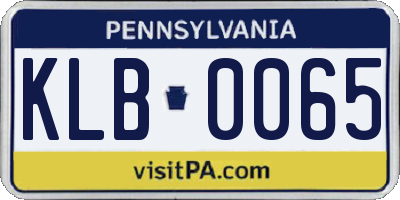 PA license plate KLB0065