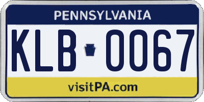 PA license plate KLB0067
