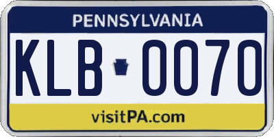 PA license plate KLB0070