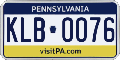 PA license plate KLB0076