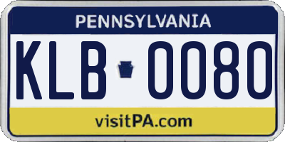PA license plate KLB0080