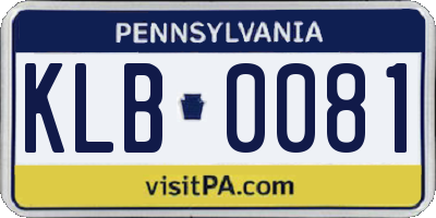 PA license plate KLB0081