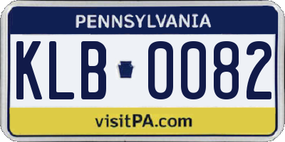 PA license plate KLB0082
