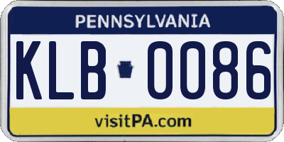 PA license plate KLB0086