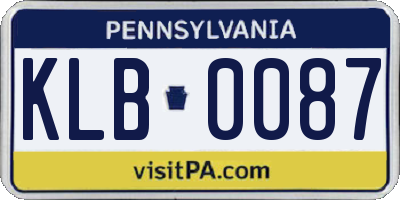 PA license plate KLB0087