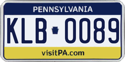 PA license plate KLB0089