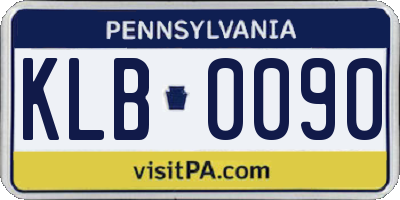 PA license plate KLB0090