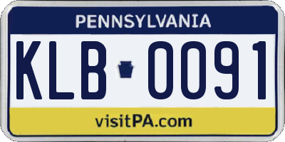 PA license plate KLB0091