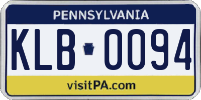 PA license plate KLB0094