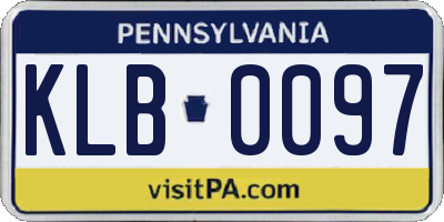 PA license plate KLB0097