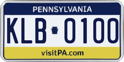 PA license plate KLB0100
