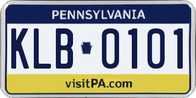 PA license plate KLB0101