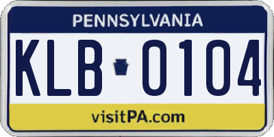 PA license plate KLB0104