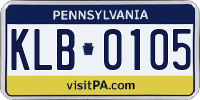 PA license plate KLB0105