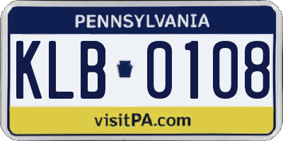 PA license plate KLB0108