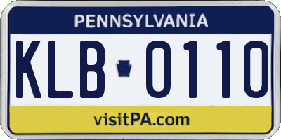 PA license plate KLB0110