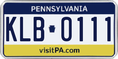 PA license plate KLB0111