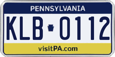 PA license plate KLB0112