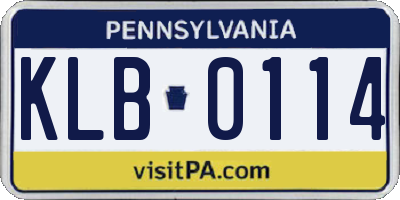PA license plate KLB0114