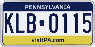 PA license plate KLB0115