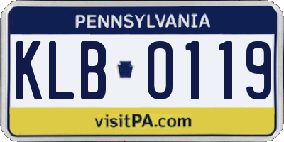 PA license plate KLB0119