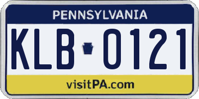 PA license plate KLB0121