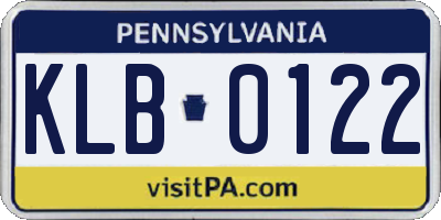 PA license plate KLB0122