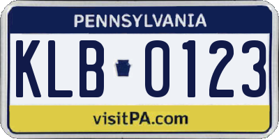 PA license plate KLB0123